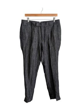 Sene Men's Linen Blend Dress Trousers Charcoal Gray Tailored Pants 35